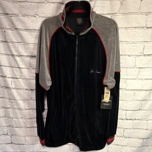 NWT Sean John Loungewear Track Jacket Mens Black Full Zip Embroidered XL Y2K